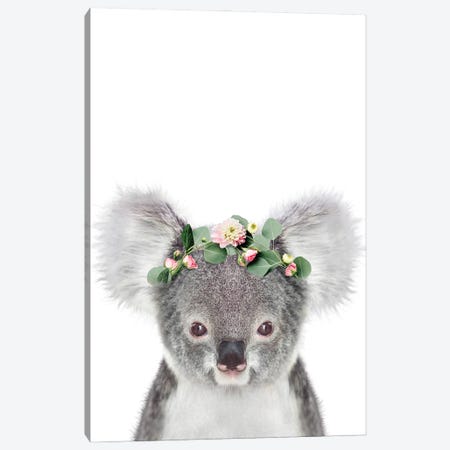 Koala With Flower Crown Canvas Print #TTP137} by Tiny Treasure Prints Canvas Artwork