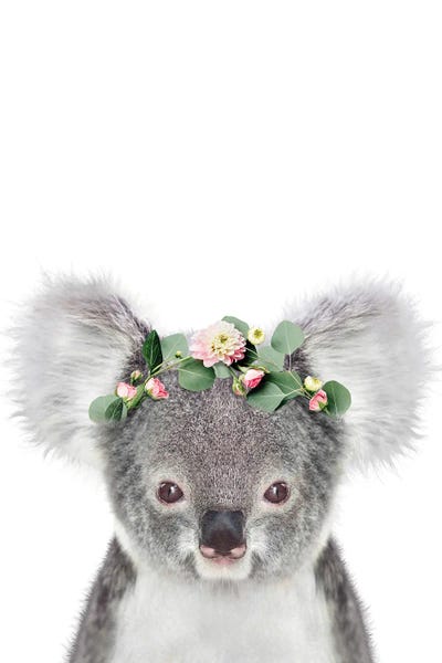 Koalas: Koala With Flower Crown by Tiny Treasure Prints