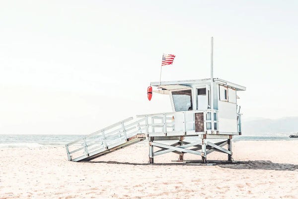 Large Coastal Art - Canvas Prints: Lifeguard Tower In California by Tiny Treasure Prints
