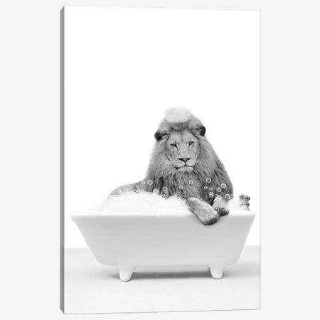 Lion In A Tub Canvas Print #TTP144} by Tiny Treasure Prints Canvas Print