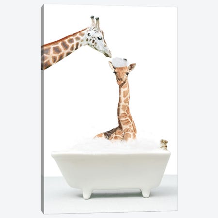 Mother And Baby Giraffe Canvas Print #TTP151} by Tiny Treasure Prints Canvas Art Print
