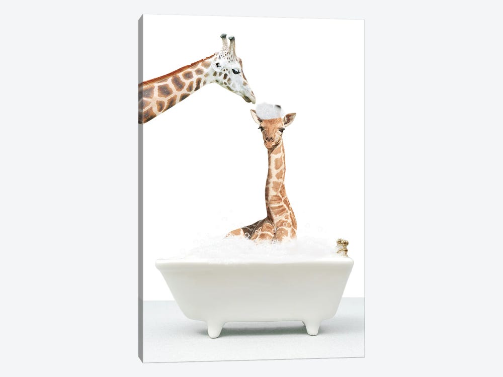 Mother And Baby Giraffe by Tiny Treasure Prints 1-piece Canvas Art