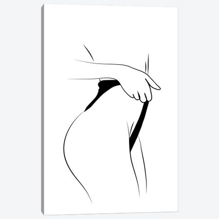 Bikini Silhouette Black And White Canvas Print #TTP152} by Tiny Treasure Prints Canvas Print