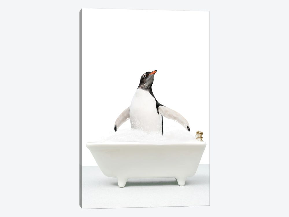 Penguin In A Bathtub II by Tiny Treasure Prints 1-piece Canvas Print