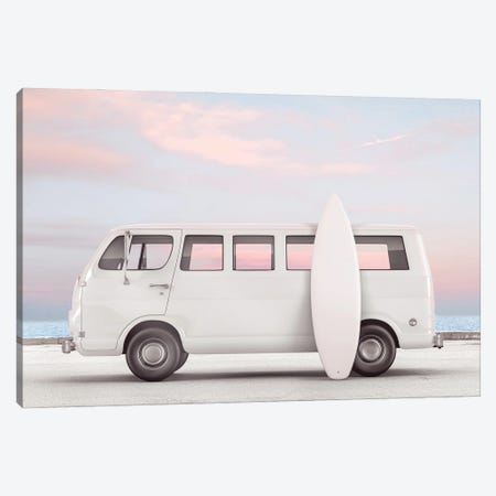 Van And Surfboard Canvas Print #TTP171} by Tiny Treasure Prints Art Print