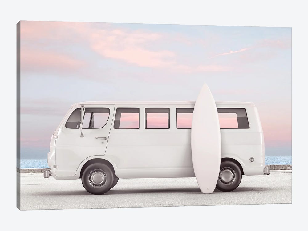 Van And Surfboard by Tiny Treasure Prints 1-piece Canvas Art