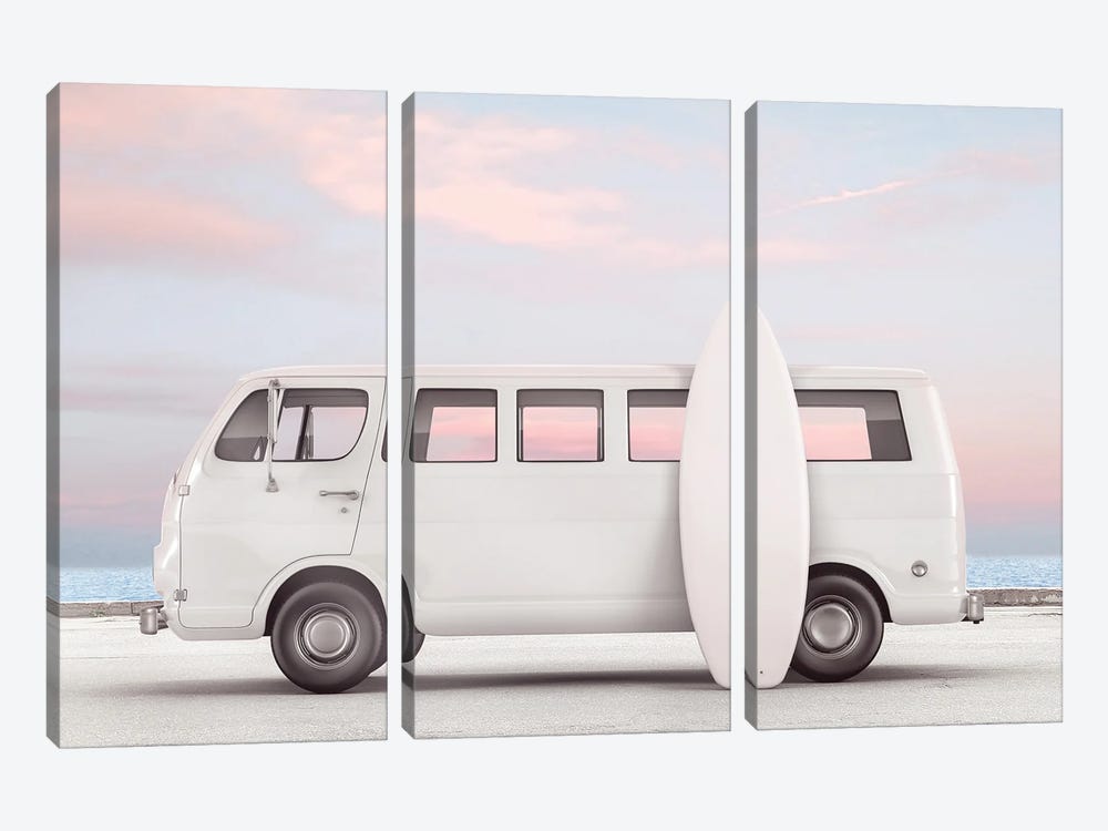 Van And Surfboard by Tiny Treasure Prints 3-piece Canvas Art