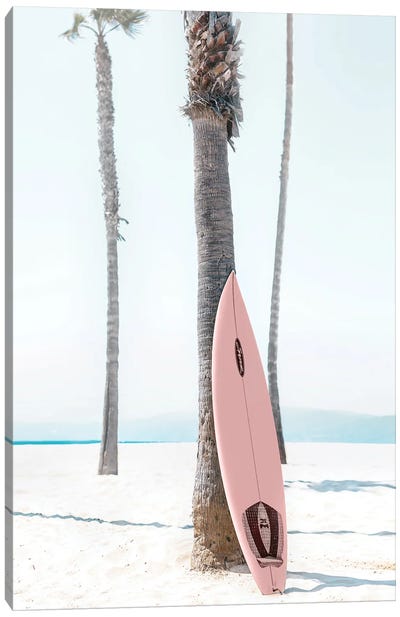 Pink Surfboard Canvas Art Print - Art Gifts for Her