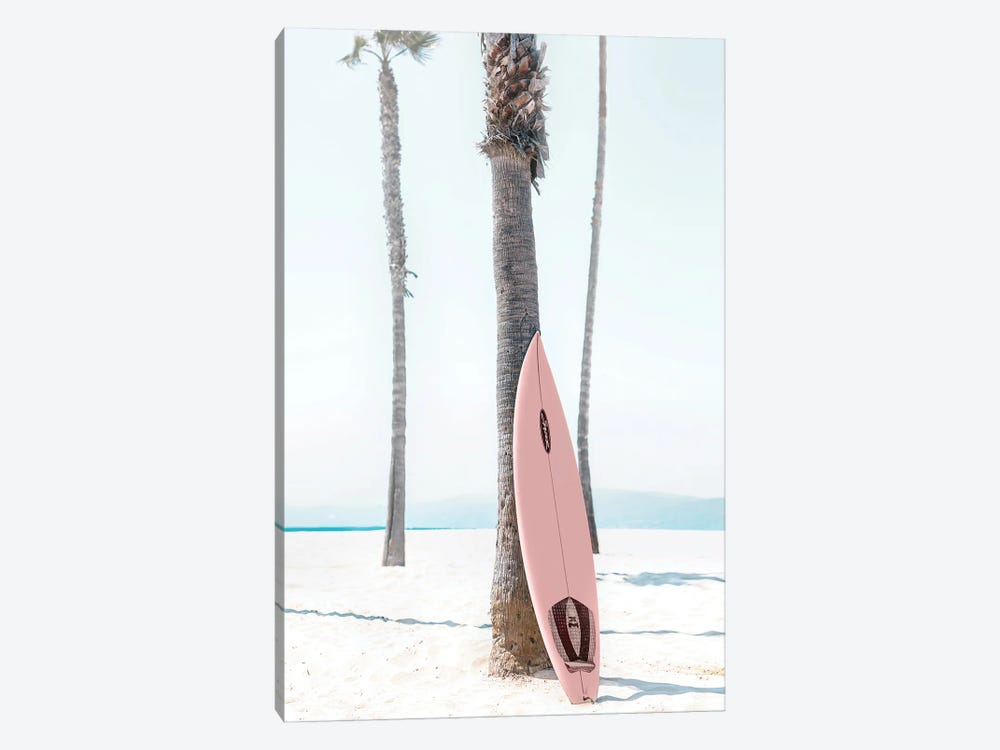 Pink Surfboard by Tiny Treasure Prints 1-piece Canvas Art Print