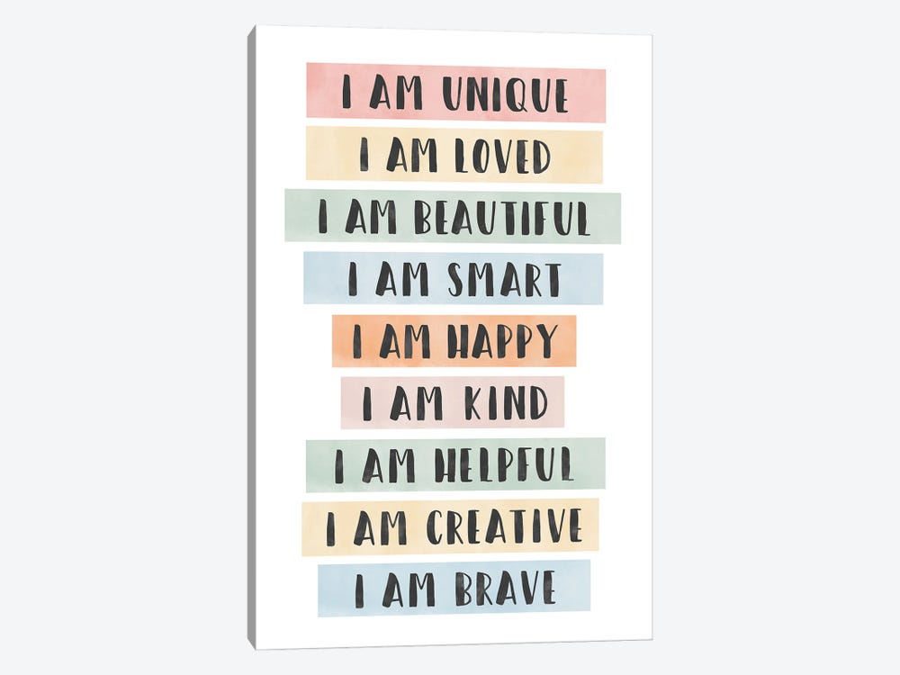 Pastel Positive Affirmations by Tiny Treasure Prints 1-piece Art Print