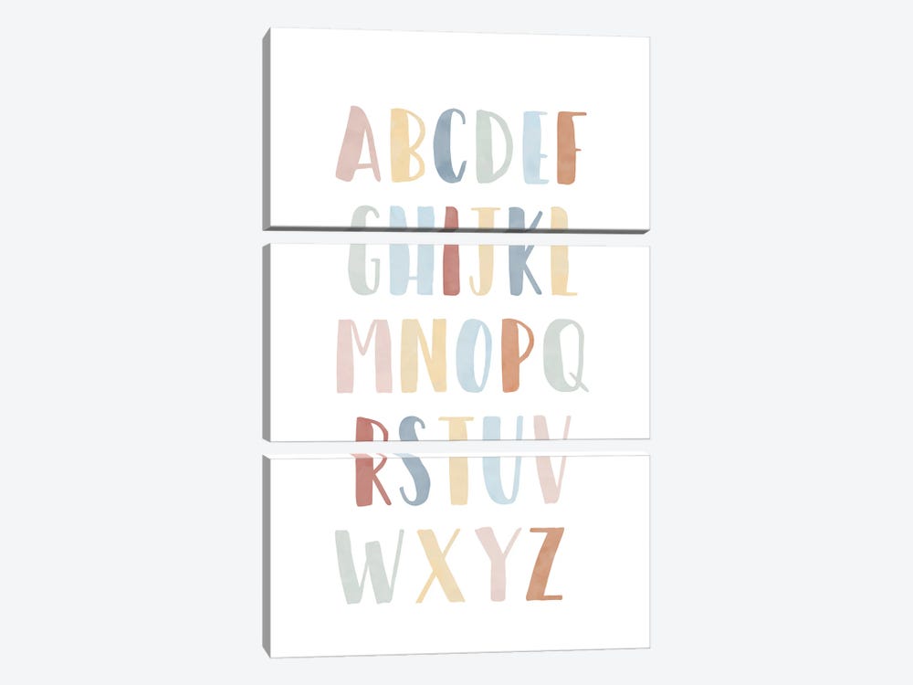 Rainbow Alphabet by Tiny Treasure Prints 3-piece Canvas Print