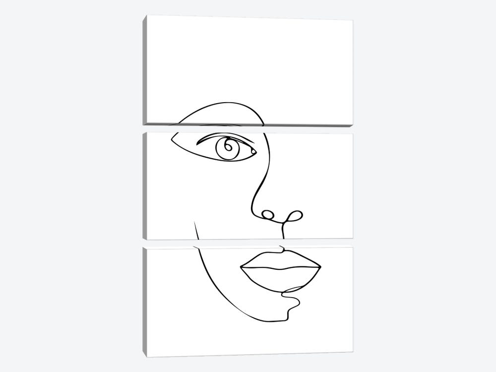 Single Line Face by Tiny Treasure Prints 3-piece Art Print