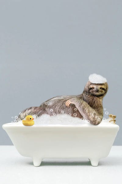Sloths: Sloth In A Bathtub by Tiny Treasure Prints