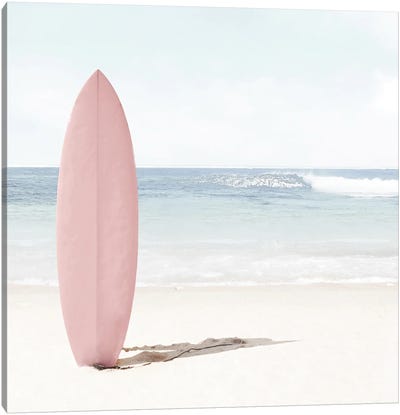 Pink Surfboard Canvas Art Print - Tiny Treasure Prints