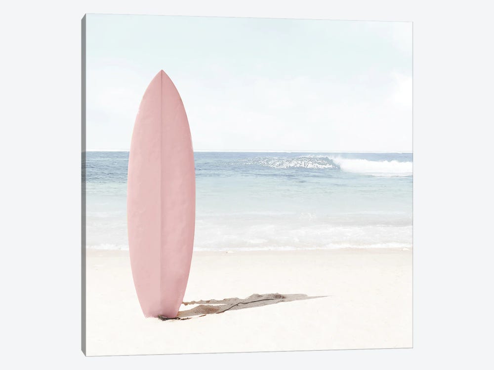 Pink Surfboard by Tiny Treasure Prints 1-piece Canvas Wall Art