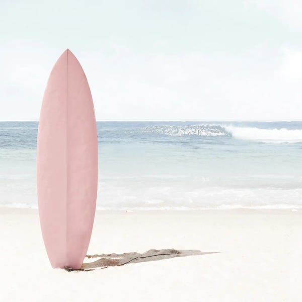 Kids Sports Art: Pink Surfboard by Tiny Treasure Prints