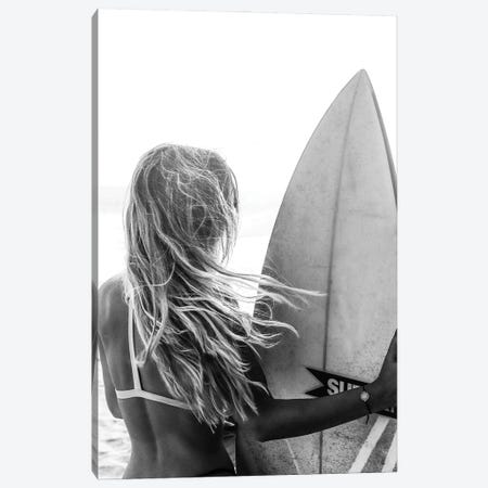 Blond Surfer Black And White Canvas Print #TTP189} by Tiny Treasure Prints Canvas Art
