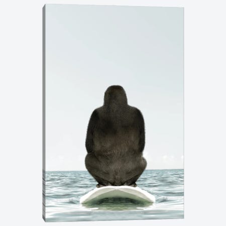 Gorilla With Surfboard Canvas Print #TTP18} by Tiny Treasure Prints Canvas Artwork