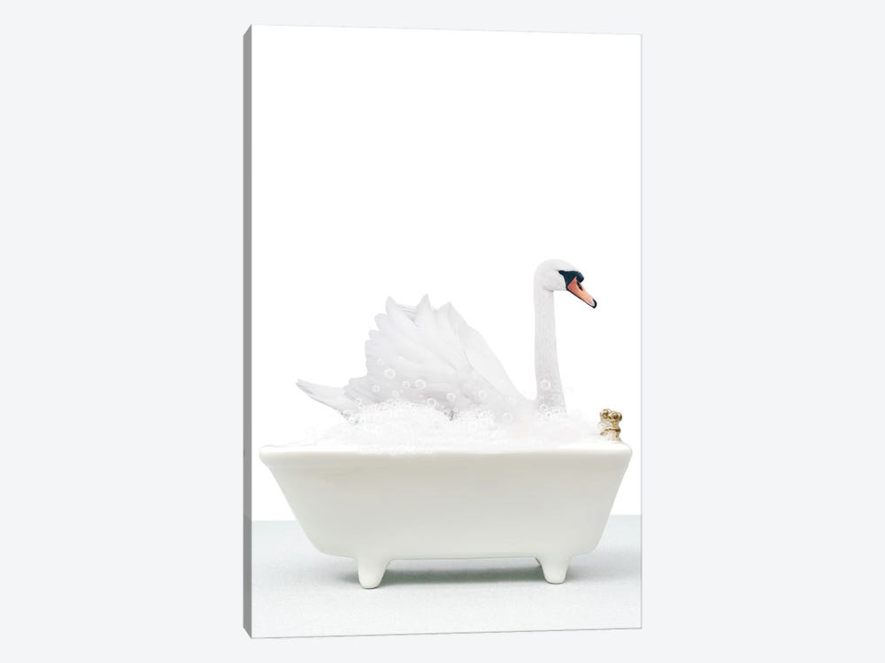 Swan In Bathtub by Tiny Treasure Prints 1-piece Canvas Art