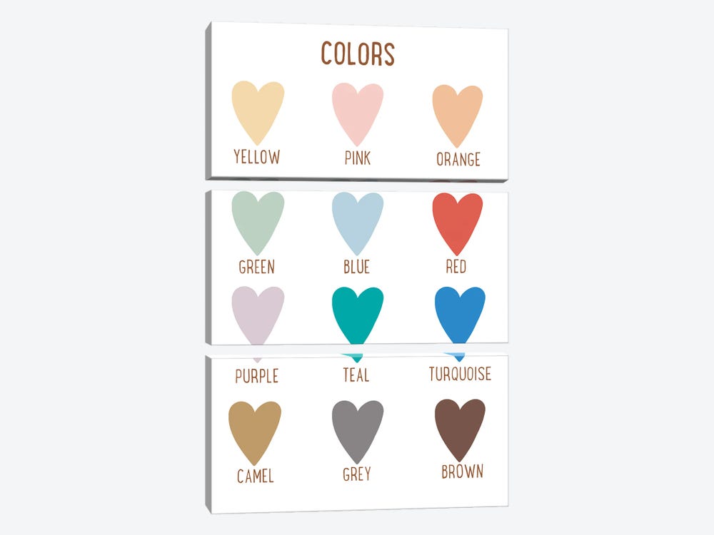Colors Educational by Tiny Treasure Prints 3-piece Canvas Wall Art