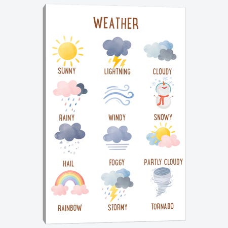 Weather Educational Canvas Print #TTP197} by Tiny Treasure Prints Canvas Wall Art