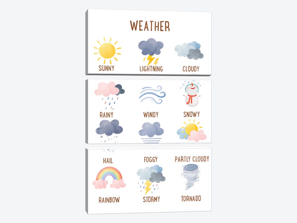 Weather Educational by Tiny Treasure Prints 3-piece Canvas Wall Art