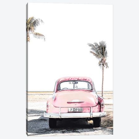 Pink Vintage Car Canvas Print #TTP199} by Tiny Treasure Prints Canvas Art Print