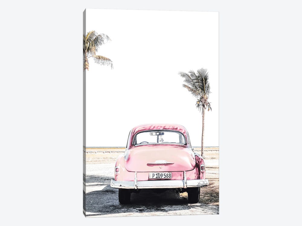 Pink Vintage Car by Tiny Treasure Prints 1-piece Canvas Art