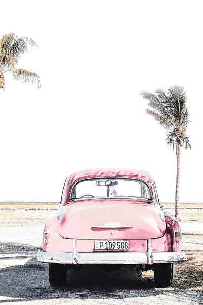 Tiny Treasure Prints: Pink Vintage Car by Tiny Treasure Prints