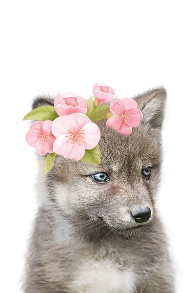 Wolf With Flower Crown I by Tiny Treasure Prints canvas print