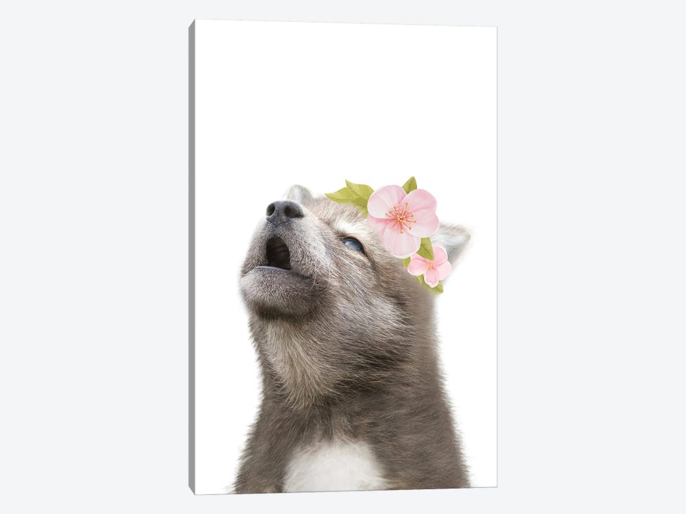 Wolf With Flower Crown II by Tiny Treasure Prints 1-piece Art Print