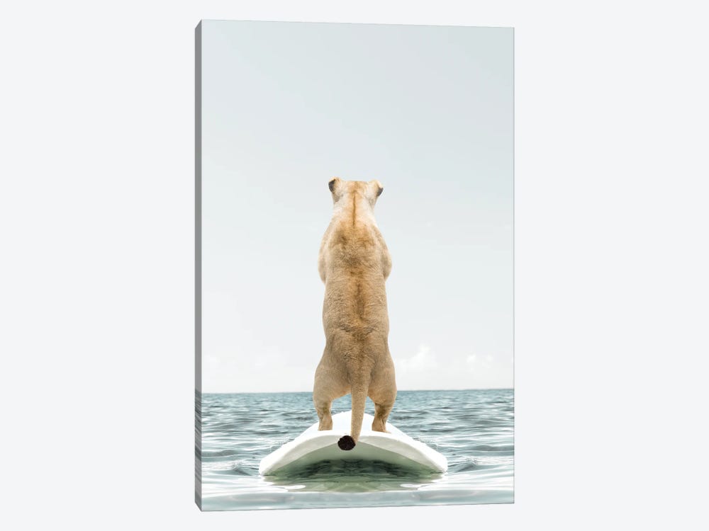 Lion With Surfboard by Tiny Treasure Prints 1-piece Art Print