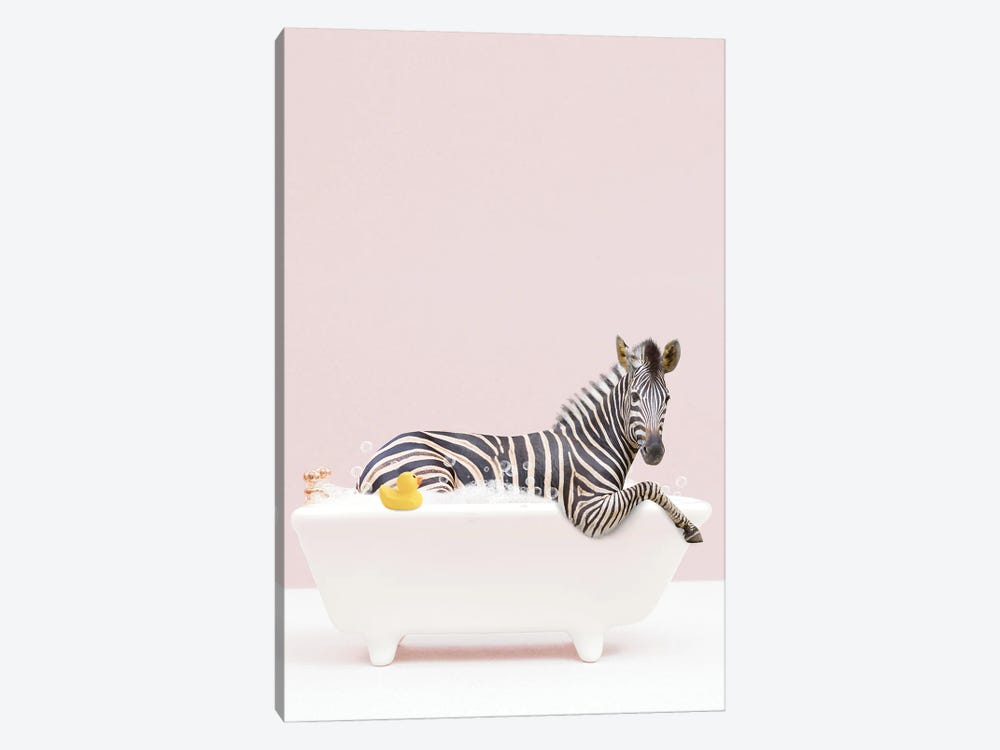 Zebra In A Tub by Tiny Treasure Prints 1-piece Art Print