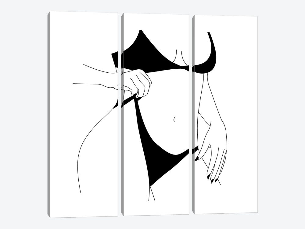 Abstract Naked Woman by Tiny Treasure Prints 3-piece Canvas Wall Art