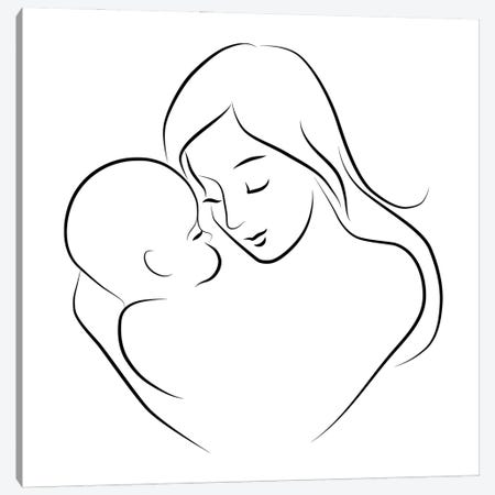 Mother And Baby Minimalist Canvas Print #TTP217} by Tiny Treasure Prints Canvas Art Print