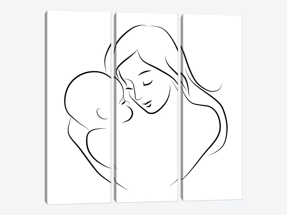 Mother And Baby Minimalist by Tiny Treasure Prints 3-piece Canvas Wall Art