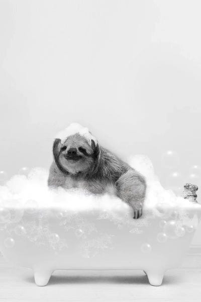 Sloths: Sloth In Bathtub by Tiny Treasure Prints