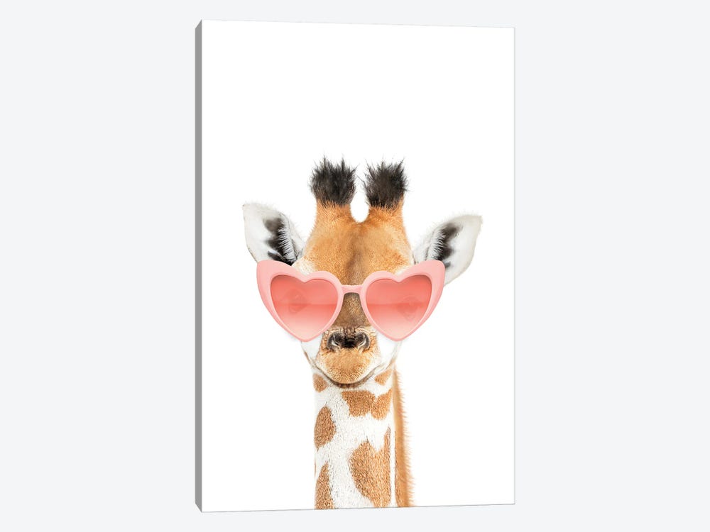 Giraffe With Pink Sunglasses by Tiny Treasure Prints 1-piece Canvas Wall Art