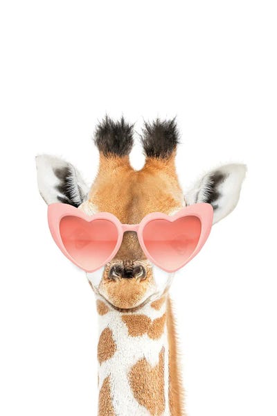 Eyewear: Giraffe With Pink Sunglasses by Tiny Treasure Prints