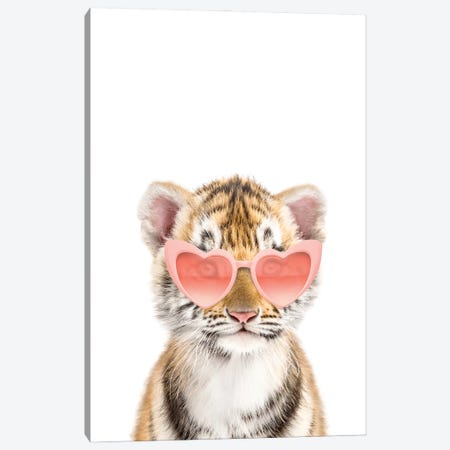 Tiger With Pink Sunglasses Canvas Print #TTP61} by Tiny Treasure Prints Canvas Print