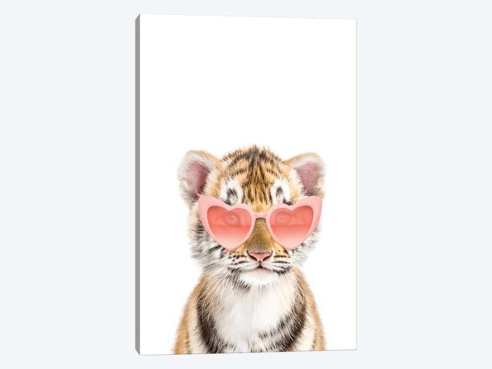 Tiger With Pink Sunglasses by Tiny Treasure Prints 1-piece Canvas Wall Art
