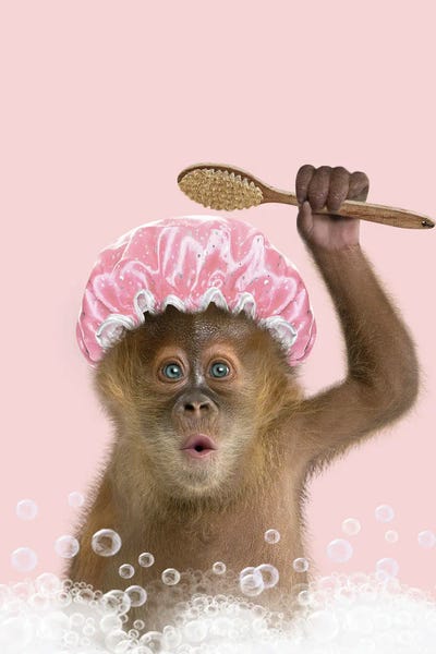 Bathroom Break: Monkey Bathing by Tiny Treasure Prints