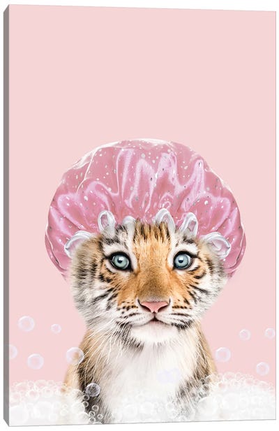 Tiger Bathing Canvas Art Print - Tiger Art