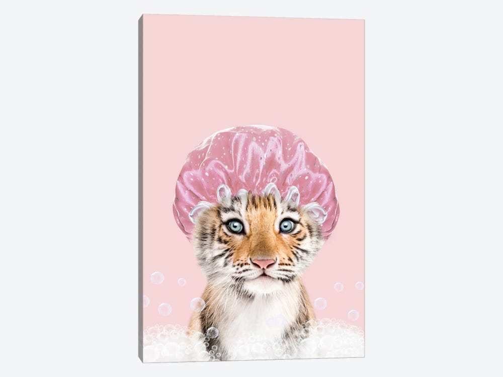 Tiger Bathing by Tiny Treasure Prints 1-piece Canvas Art