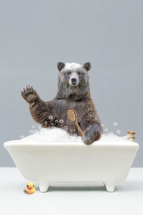 Bear In A Bathtub Gray