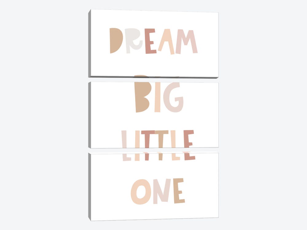 Dream Big Little One Neutral by Tiny Treasure Prints 3-piece Canvas Artwork