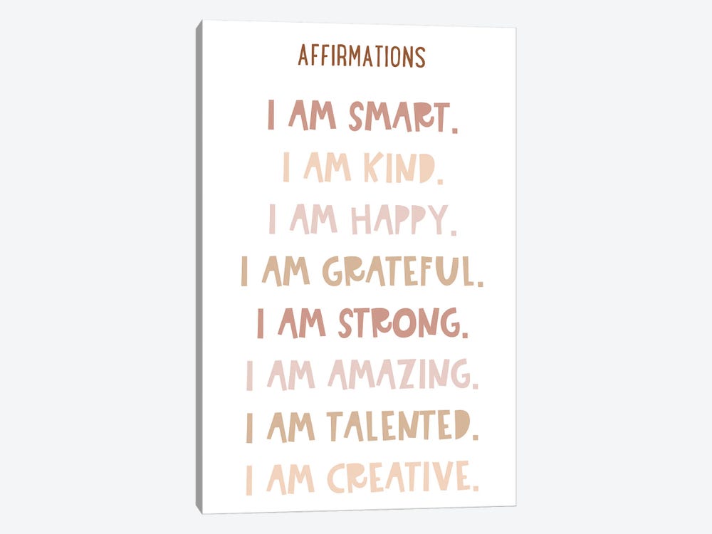 Neutral Positive Affirmations by Tiny Treasure Prints 1-piece Canvas Print