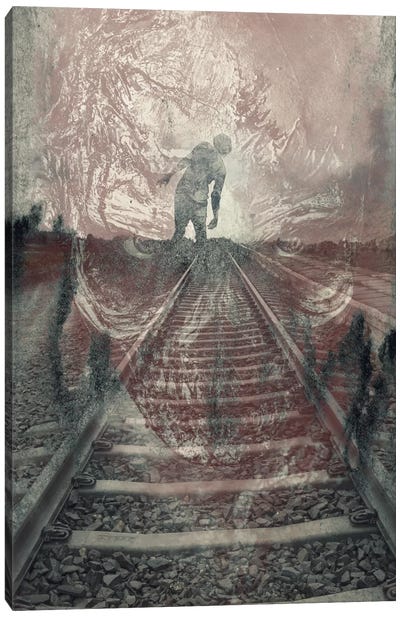 Dead On The Tracks Canvas Art Print - Zombie Art