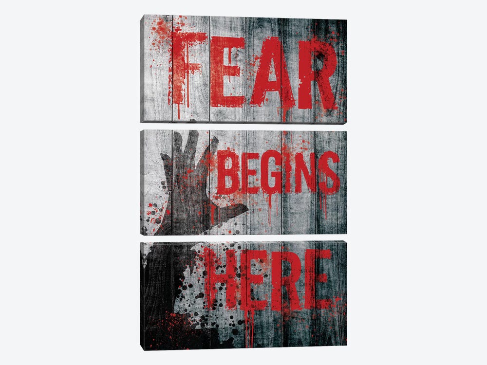 Fear Begins Here by 5by5collective 3-piece Canvas Artwork
