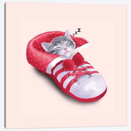 Cat In The Shoe Canvas Print #TUM16} by Tummeow Canvas Art Print